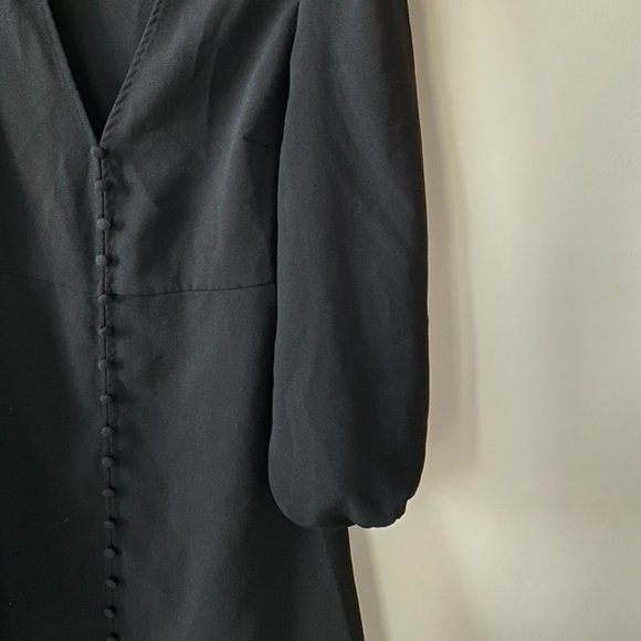 Zara Buttoned V Neck Balloon Sleeve Dress - Picture 4 of 7